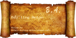 Báling Anton névjegykártya